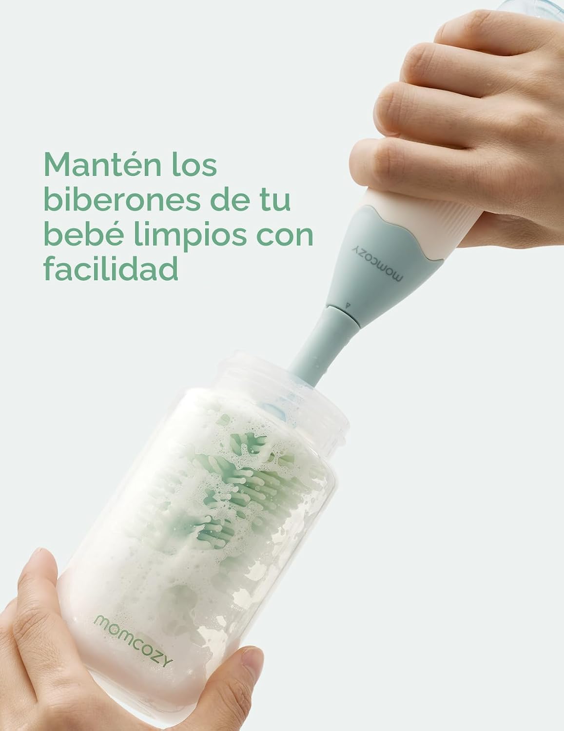 Momcozy – Kit de Cepillos para Biberones con Sistema de Espumado, Silicona Ultrasuave y Accesorios de Limpieza