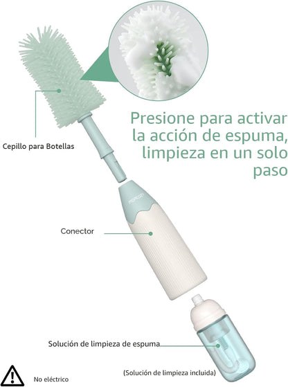 Momcozy – Kit de Cepillos para Biberones con Sistema de Espumado, Silicona Ultrasuave y Accesorios de Limpieza