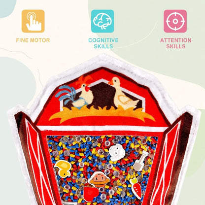 Joyreal Hide and Seek Busy Bag – Juego Sensorial de 3 Personajes (Oso, Helado, Cangrejo) | 20 Objetos Ocultos por Bolsa