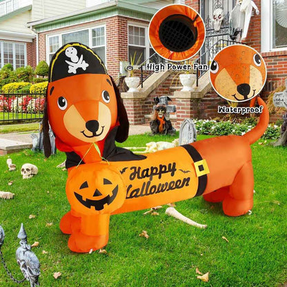Perro Salchicha Inflable de Halloween | Decoración para Interior y Exterior | GOOSH