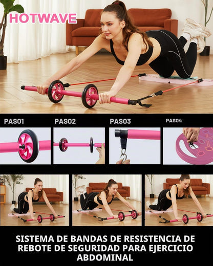 Tabla de Flexiones 20 en 1 | Gimnasio Portátil con Bandas, Rueda Abdominal  - HOTWAVE