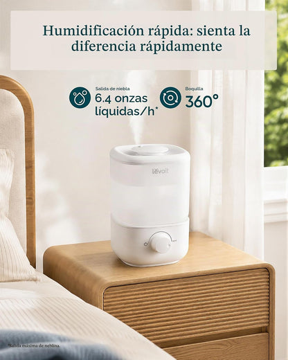 Humidificador Ultrasónico | Llenado Superior, 2.5 L y Funcionamiento Silencioso - Levoit Classic 160