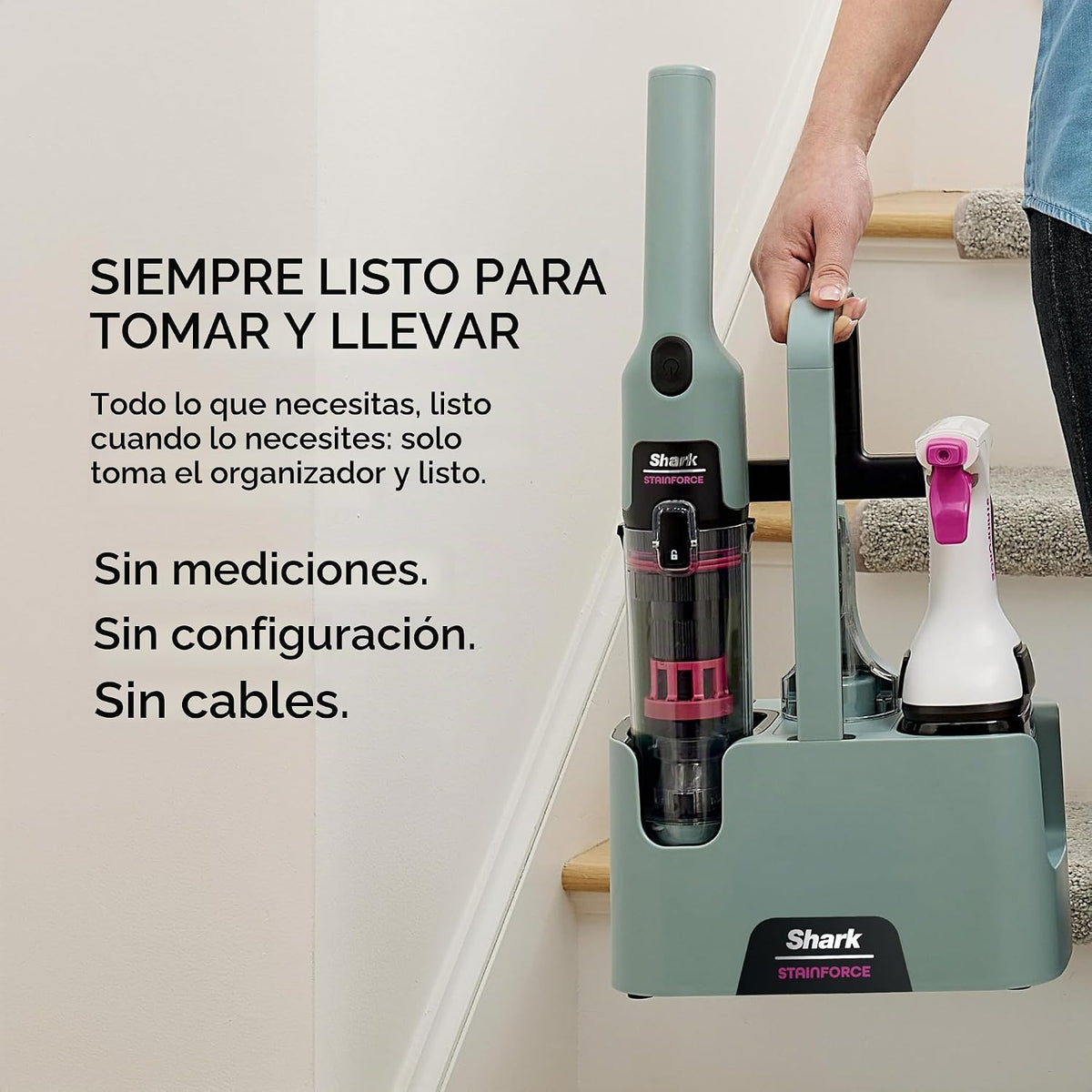 Shark StainForce Inalámbrico | Limpiador Portátil de Manchas para Alfombras, Tapicería y Autos
