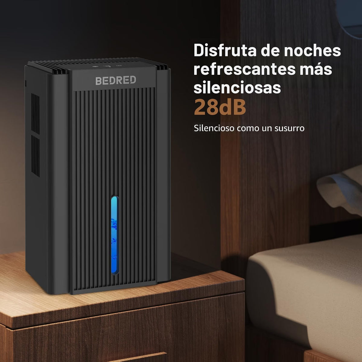 Deshumidificador BEDRED 95 oz para 1000 ft² | Silencioso con Modo Sueño y Luz LED 7 Colores