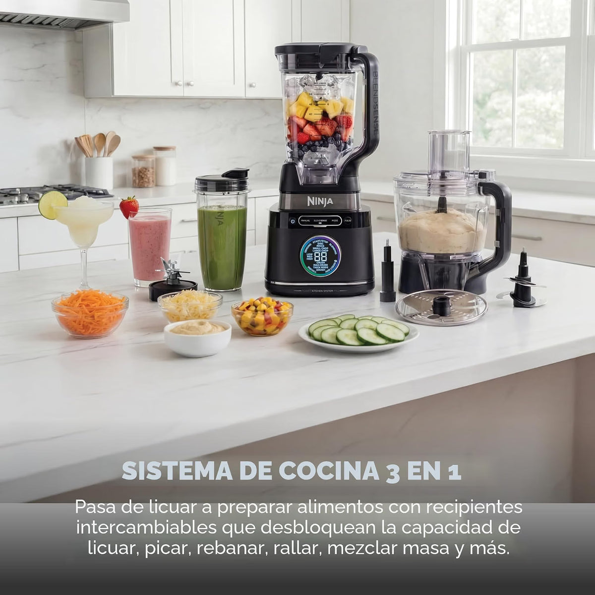 Licuadora y Procesador de Alimentos 3 en 1 - Ninja BlendSense Pro 1800W | Batidos, Masas y Salsas