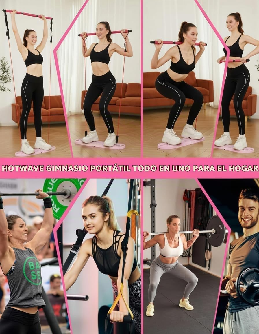 Tabla de Flexiones 20 en 1 | Gimnasio Portátil con Bandas, Rueda Abdominal  - HOTWAVE