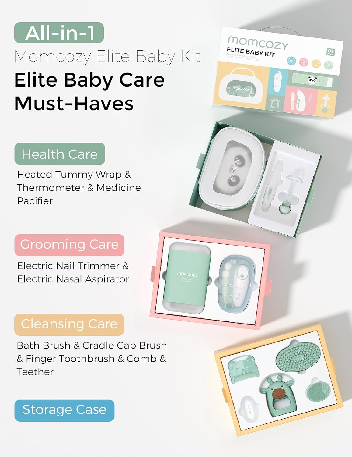 Kit Momcozy Elite para Recién Nacido | Cuidado, Higiene y Salud del Bebé Todo en Uno