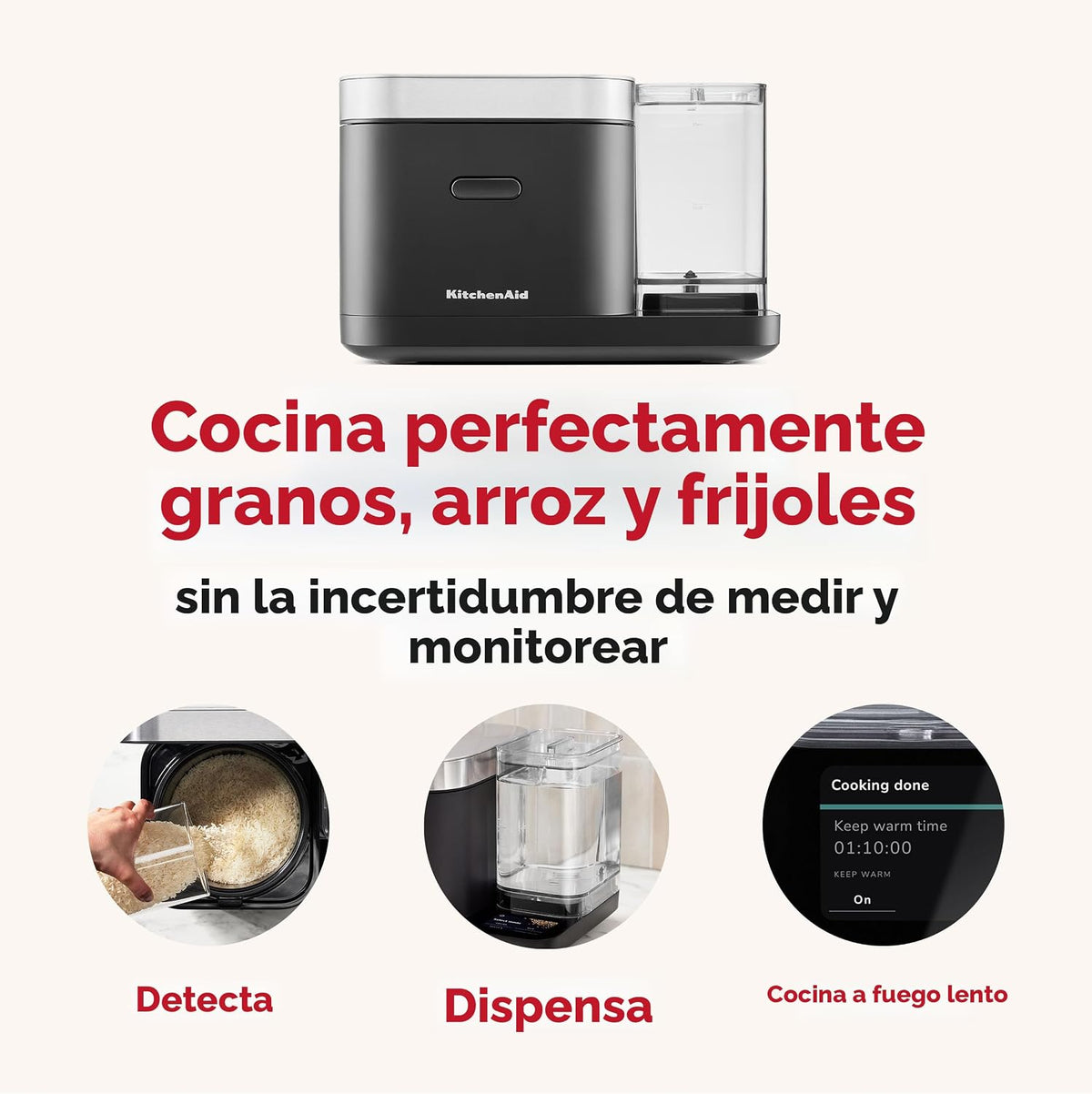 Olla para Arroz y Granos 8 Tazas | Pesa y Dosifica el Agua Automáticamente - KitchenAid