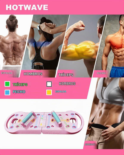 Tabla de Flexiones 20 en 1 | Gimnasio Portátil con Bandas, Rueda Abdominal  - HOTWAVE