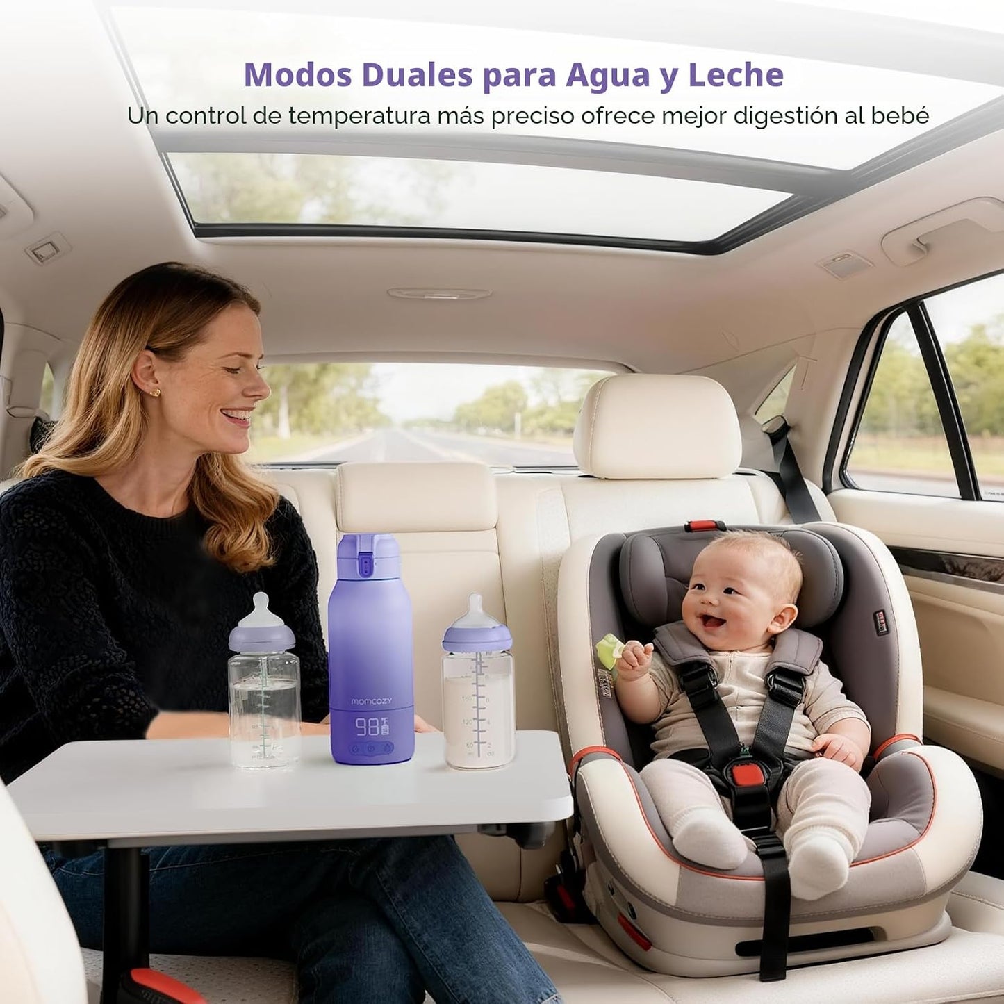 Momcozy Calentador de Leche Portátil para Viajes | Inalámbrico, Recargable y con Modos de Calentamiento Dual