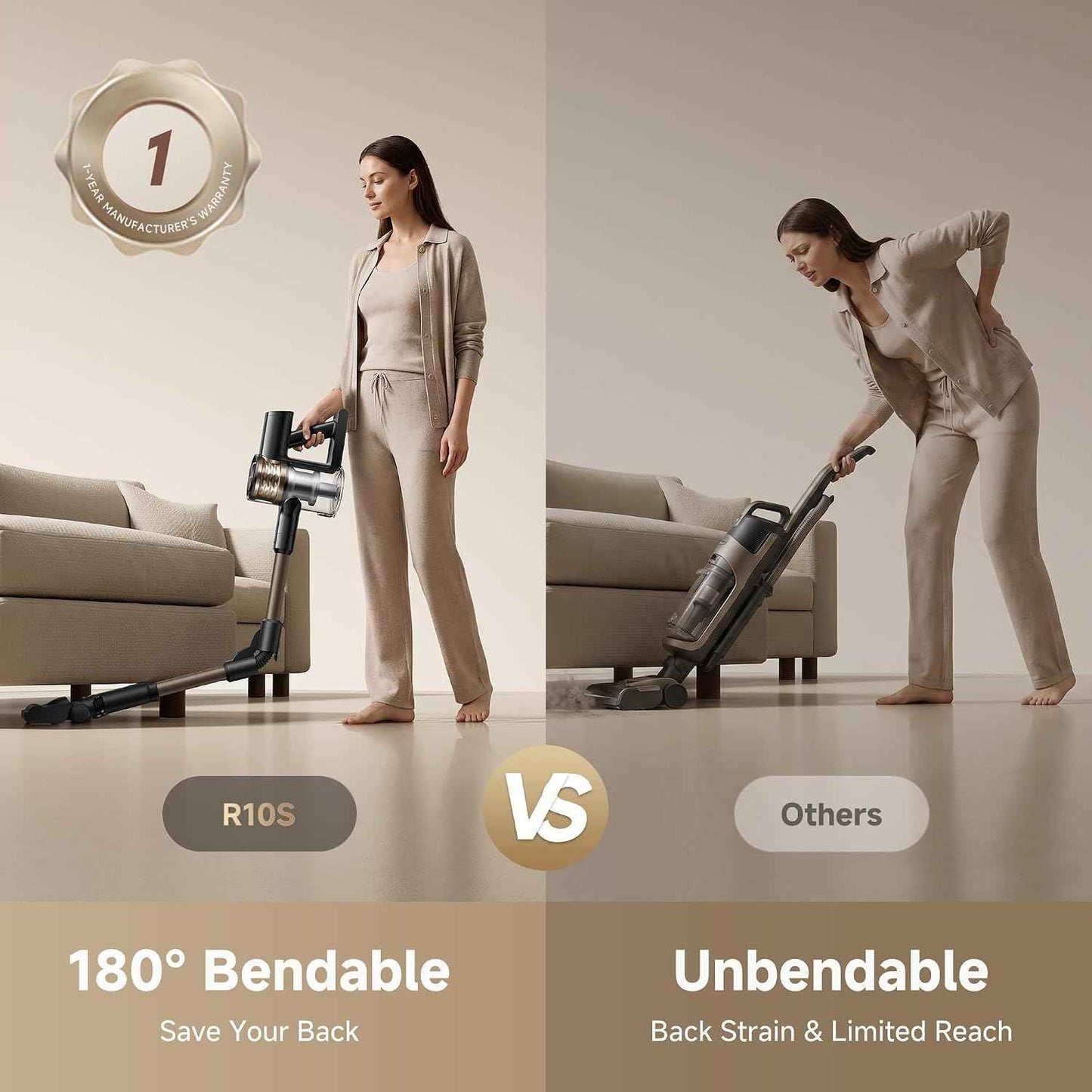 DREAME R10S | Aspiradora Inalámbrica con Varilla Flexible de 180°