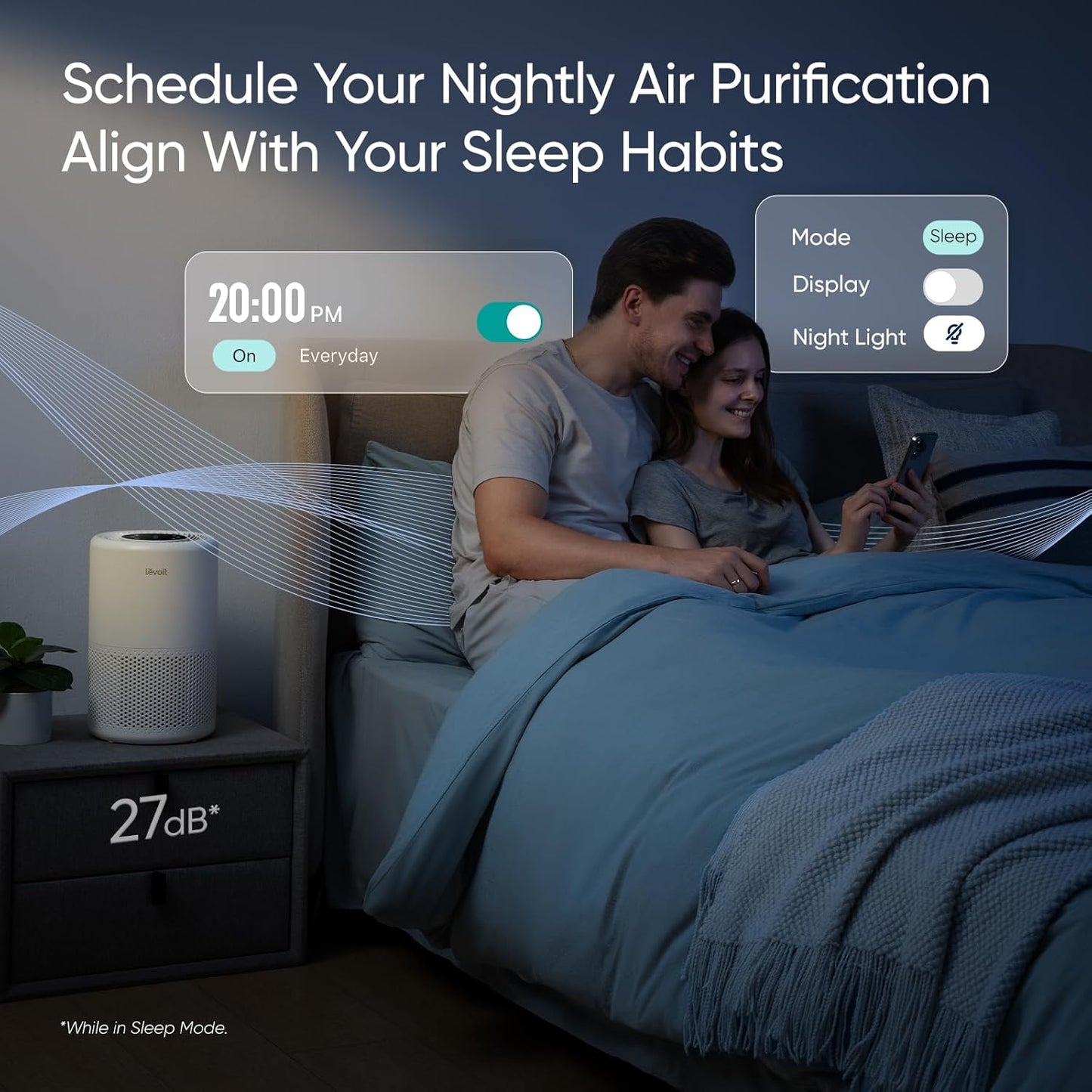 LEVOIT Core 200S-P – Purificador de aire inteligente con filtro HEPA 3 en 1 para dormitorio