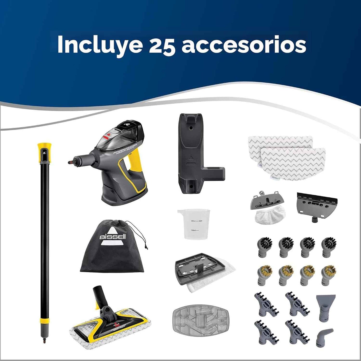 BISSELL Power Steamer 3 en 1 – Trapeador y limpiador a vapor multifuncional para interiores y exteriores