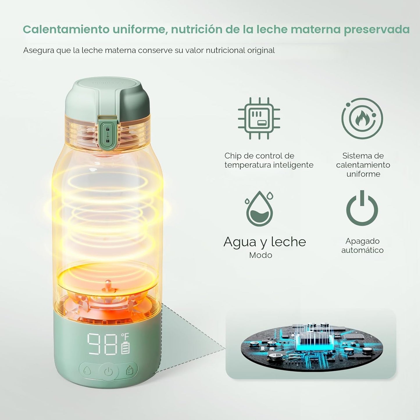 Momcozy Calentador de Leche Portátil para Viajes | Inalámbrico, Recargable y con Modos de Calentamiento Dual
