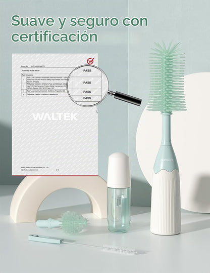 Momcozy – Kit de Cepillos para Biberones con Sistema de Espumado, Silicona Ultrasuave y Accesorios de Limpieza