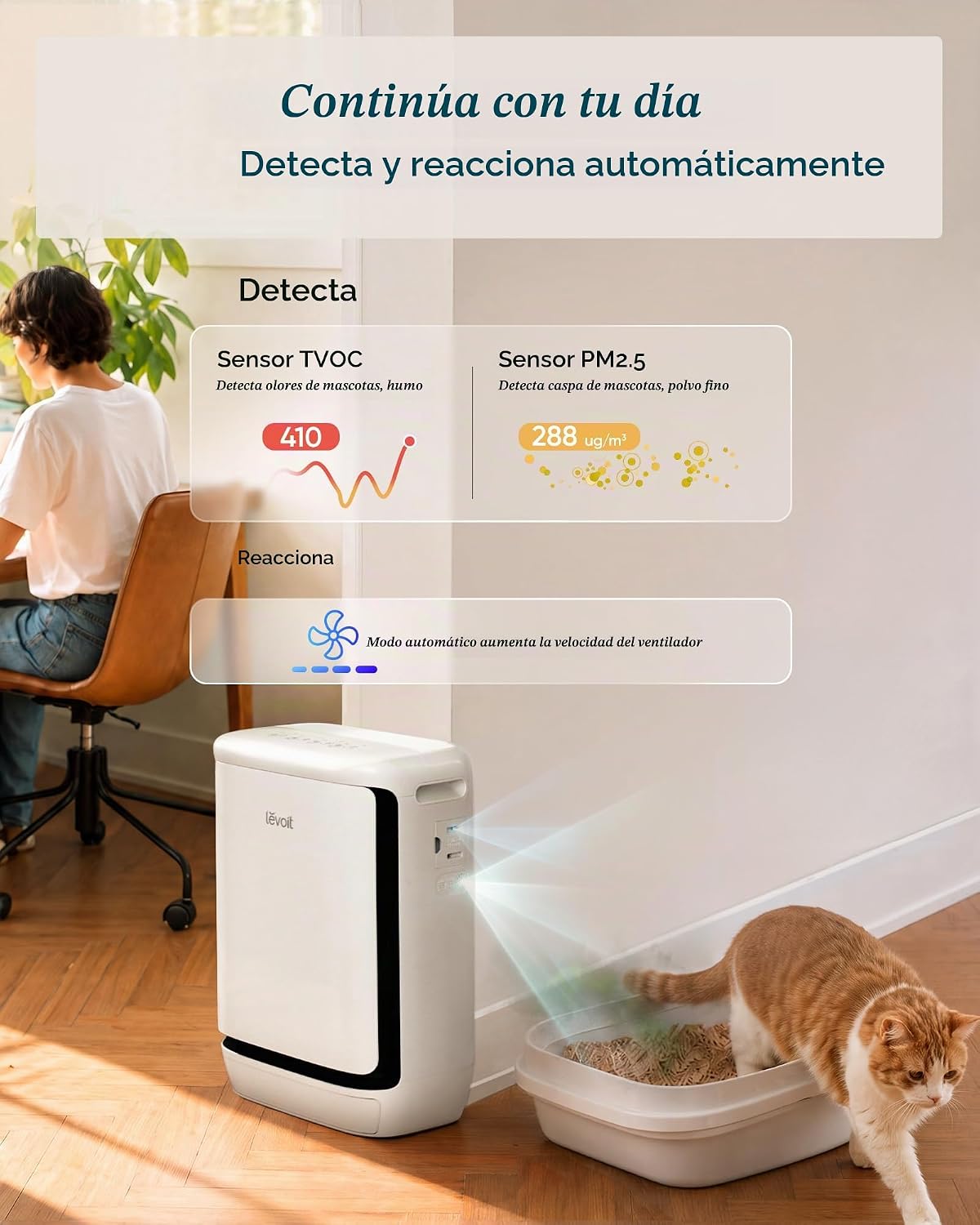 Purificador de Aire para Mascotas - Levoit Vital Pet Pro | Captura Pelo, Caspa y Ayuda a Reducir Olores