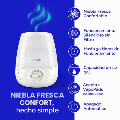 Humidificador Ultrasónico de Niebla Fría - Vicks
