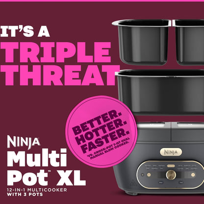 Ninja MultiPot XL 12 en 1 | Olla Multicooker, Cocina 2 Comidas a la Vez con DualZone