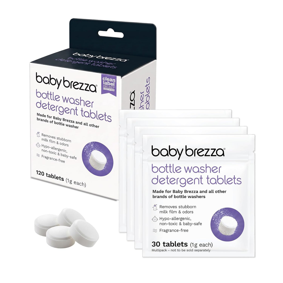 Baby Brezza – Tabletas de detergente para lavadora de biberones, 120 unidades