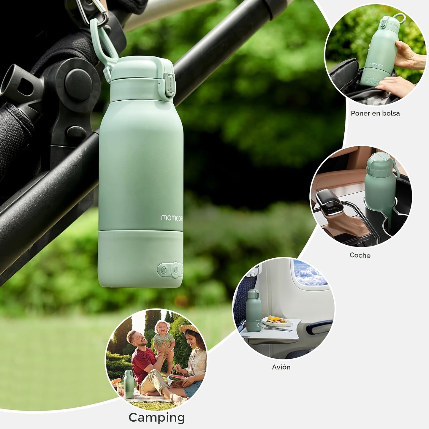 Momcozy Calentador de Leche Portátil para Viajes | Inalámbrico, Recargable y con Modos de Calentamiento Dual