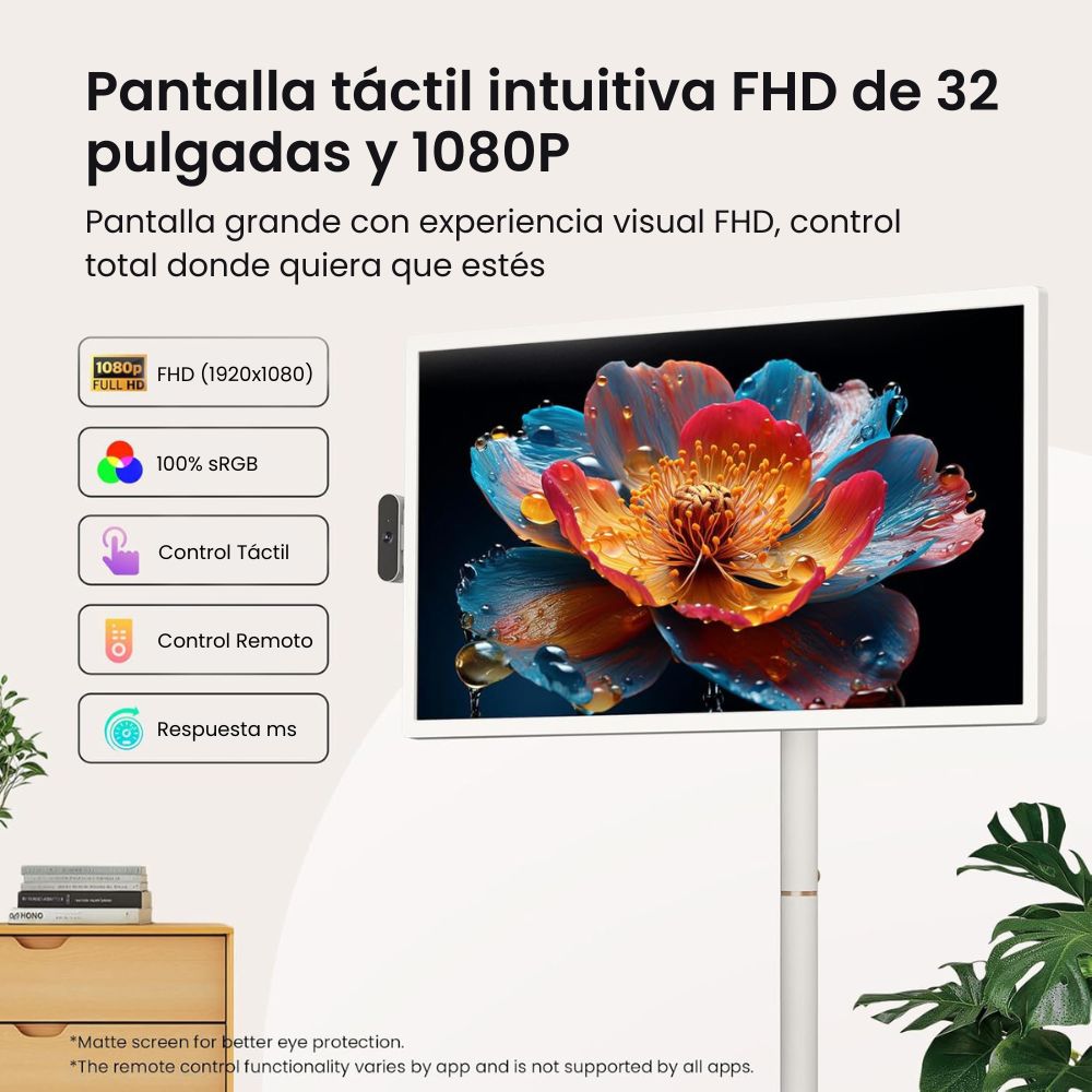 ApoloSign TV Portátil Inteligente 32" FHD | Android 14 | 16 (8+8) GB de RAM+128GB | Batería 9300mAh | Certificado Google EDLA (2ª Generación)