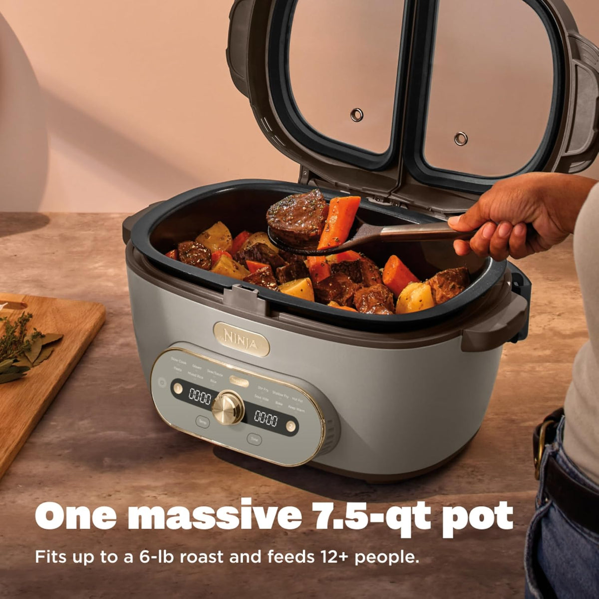 Ninja MultiPot XL 12 en 1 | Olla Multicooker, Cocina 2 Comidas a la Vez con DualZone