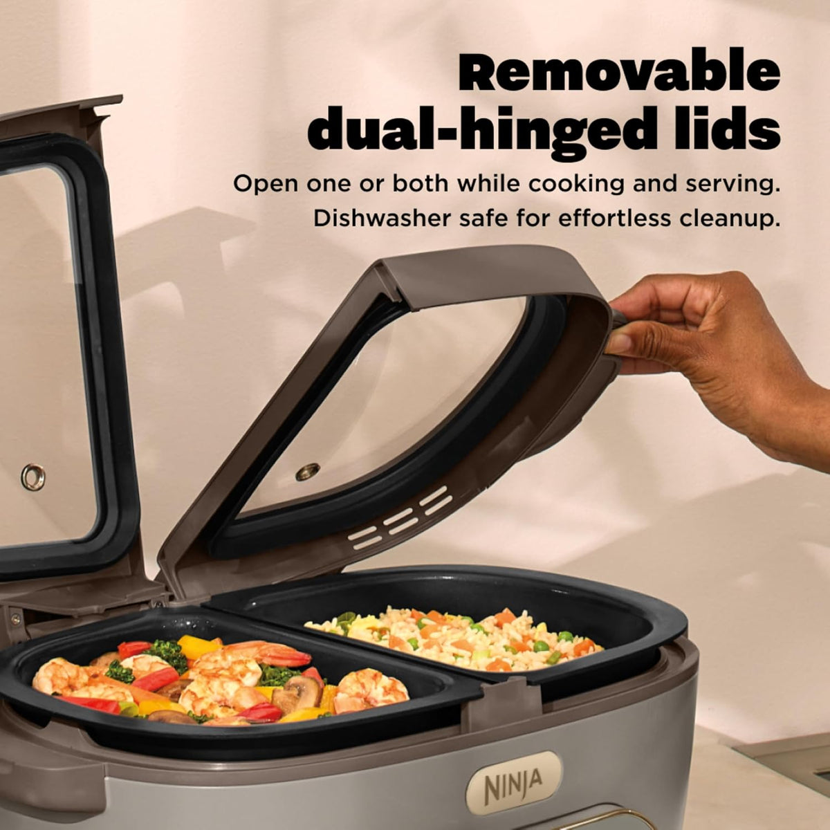 Ninja MultiPot XL 12 en 1 | Olla Multicooker, Cocina 2 Comidas a la Vez con DualZone