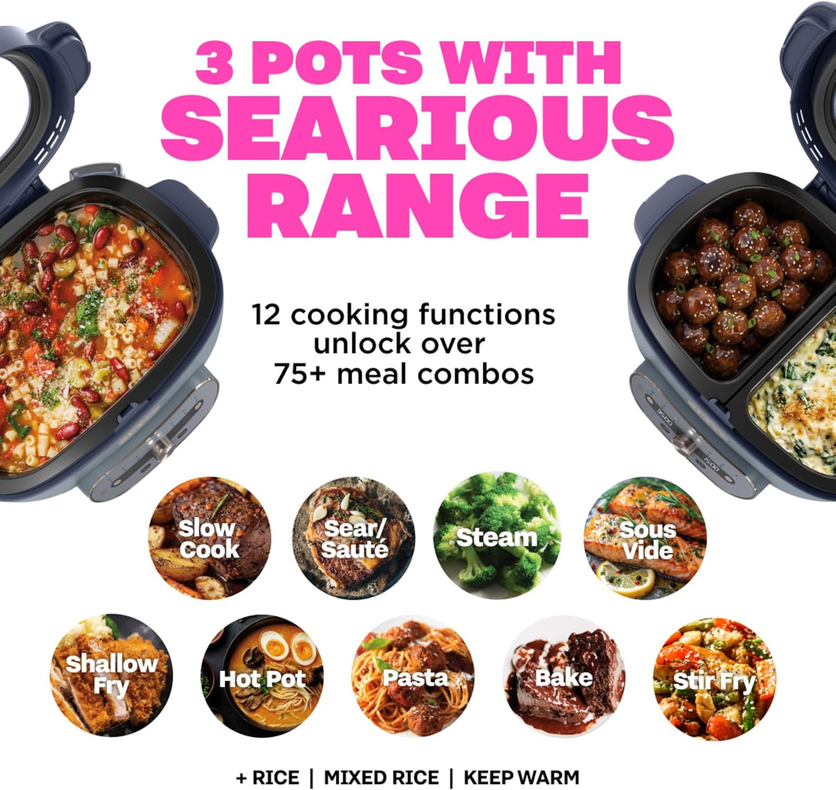Ninja MultiPot XL 12 en 1 | Olla Multicooker, Cocina 2 Comidas a la Vez con DualZone