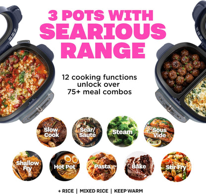 Ninja MultiPot XL 12 en 1 | Olla Multicooker, Cocina 2 Comidas a la Vez con DualZone