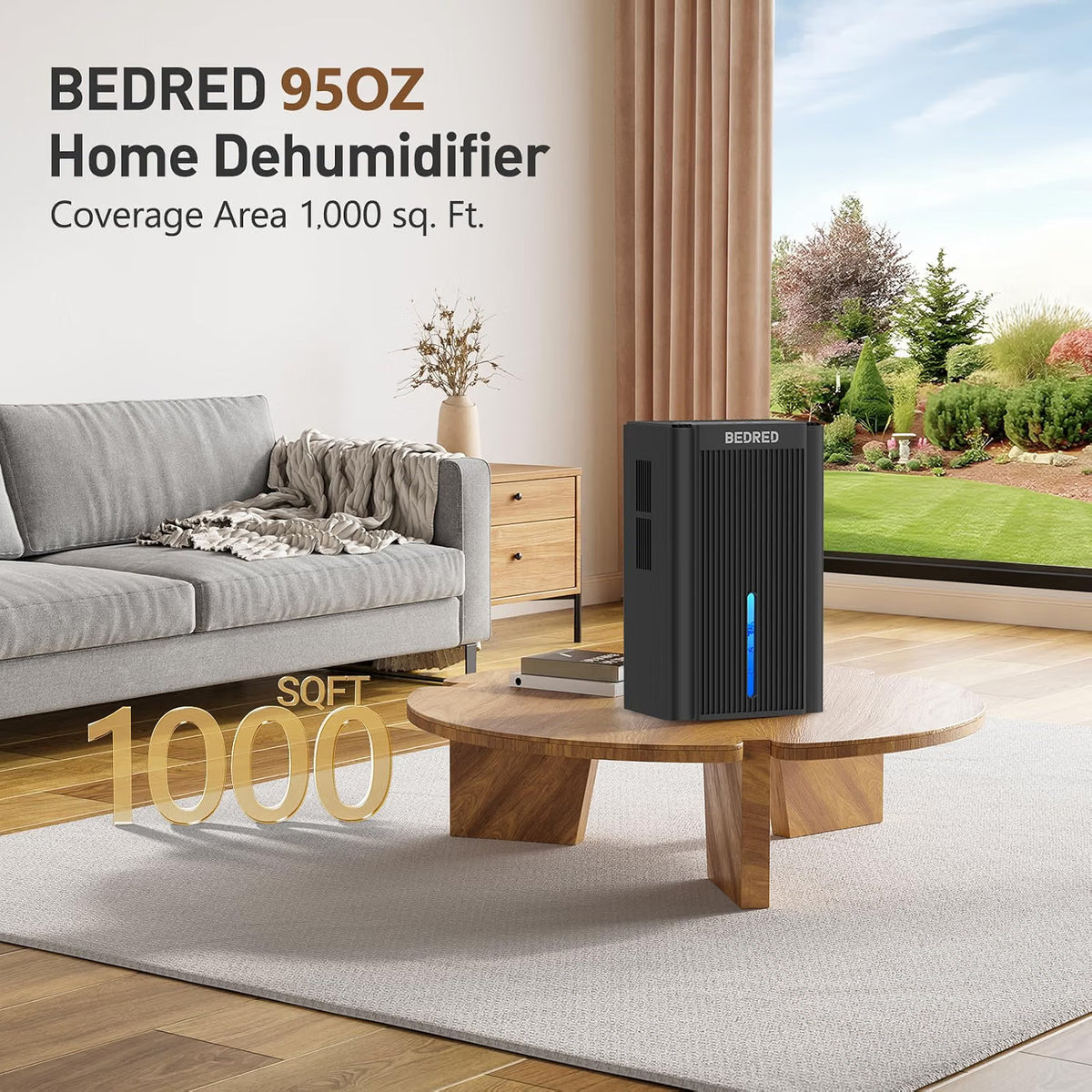 Deshumidificador BEDRED 95 oz para 1000 ft² | Silencioso con Modo Sueño y Luz LED 7 Colores