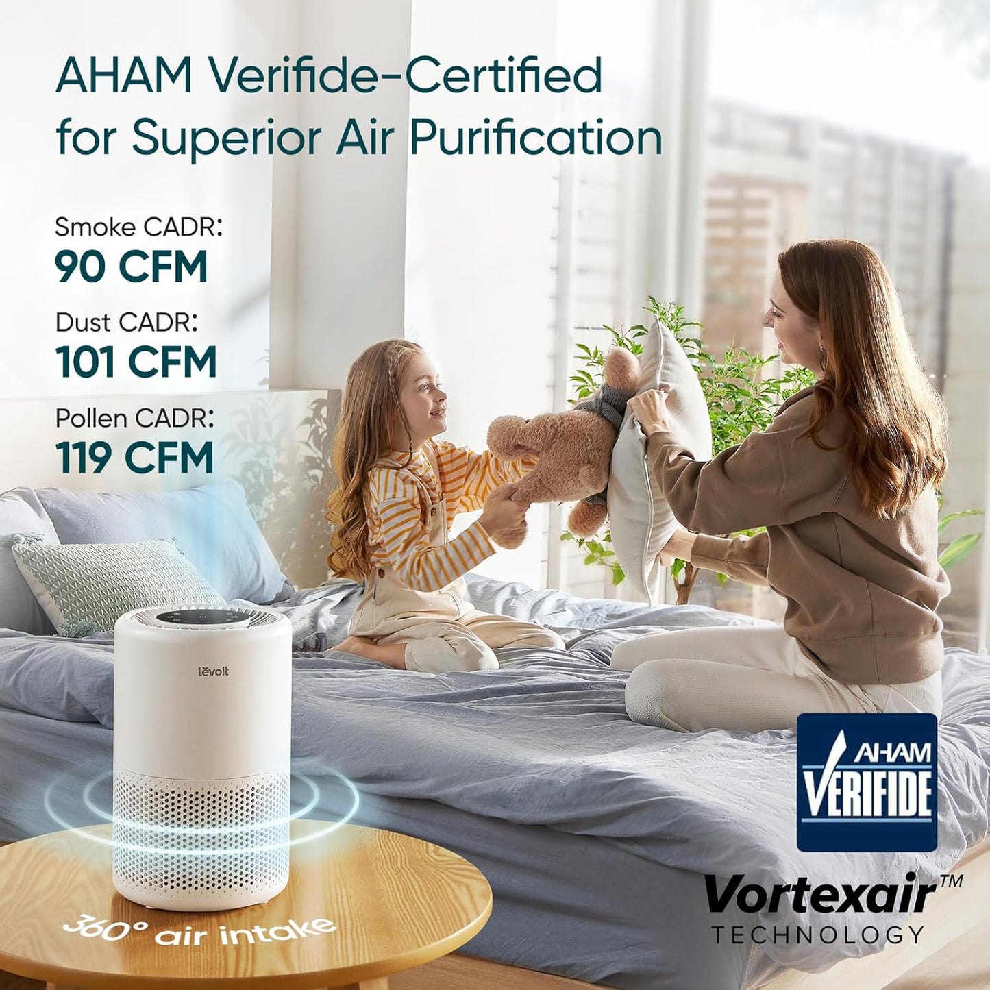 LEVOIT Core 200S-P – Purificador de aire inteligente con filtro HEPA 3 en 1 para dormitorio