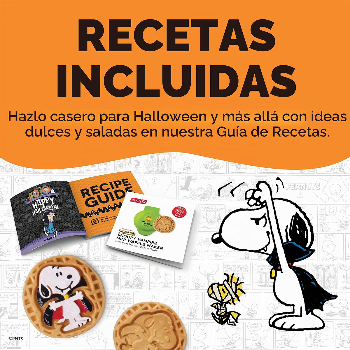 Mini Waflera con Figura de Snoopy Vampiro 4" - Peanuts x Dash Snoopy Vampiro