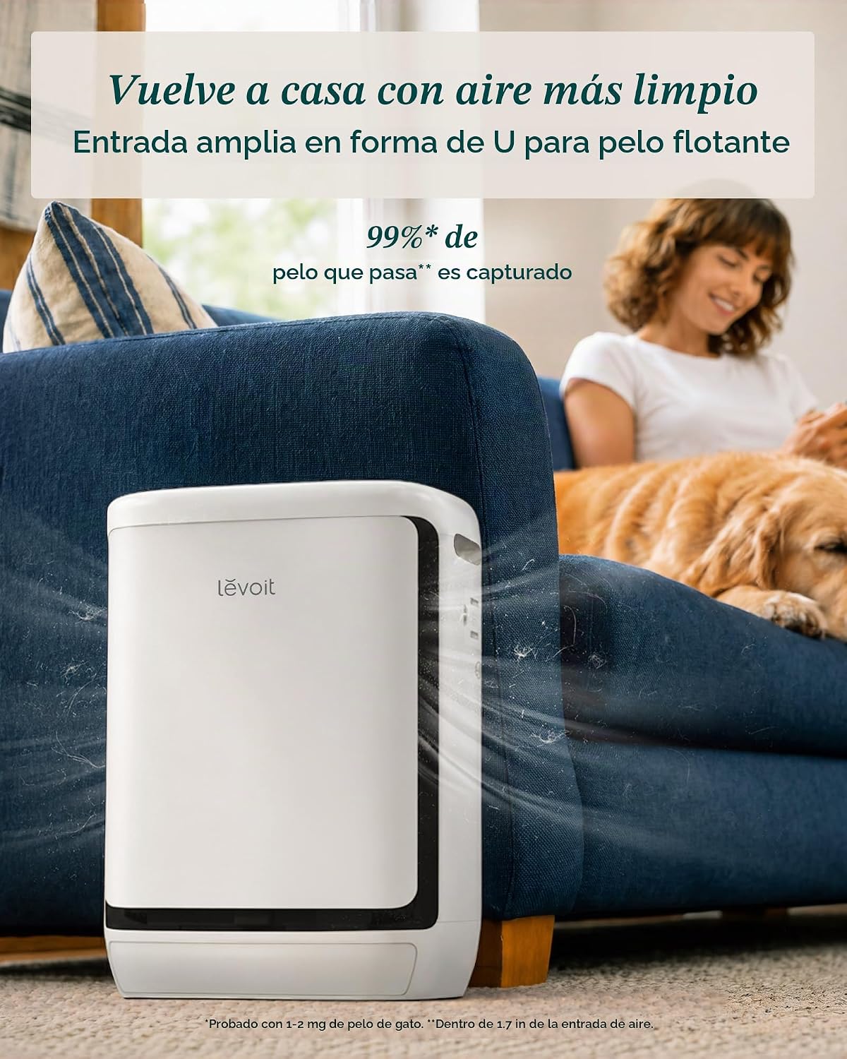 Purificador de Aire para Mascotas - Levoit Vital Pet Pro | Captura Pelo, Caspa y Ayuda a Reducir Olores