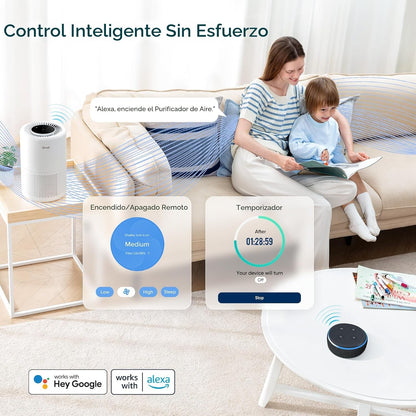 LEVOIT Core 200S-P – Purificador de aire inteligente con filtro HEPA 3 en 1 para dormitorio