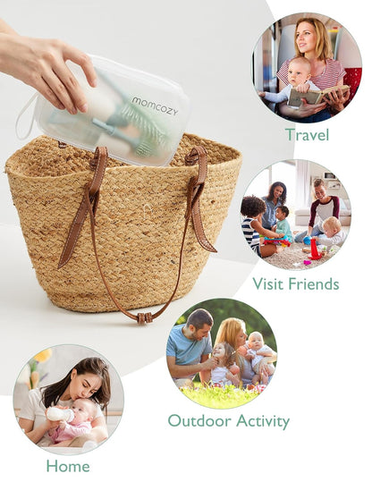 Kit Momcozy | Calentador de Leche Portátil + Kit de Cepillos para Biberones