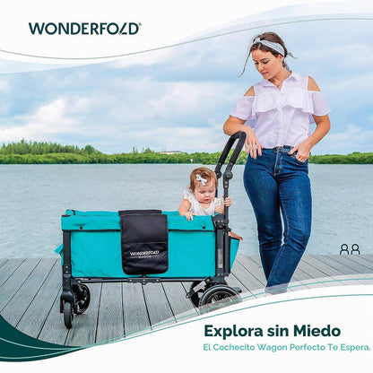 WONDERFOLD W1 Original – Cochecito Vagón para 2 Plazas, Toldo UV, Arnés de 5 Puntos y Ruedas Todoterreno