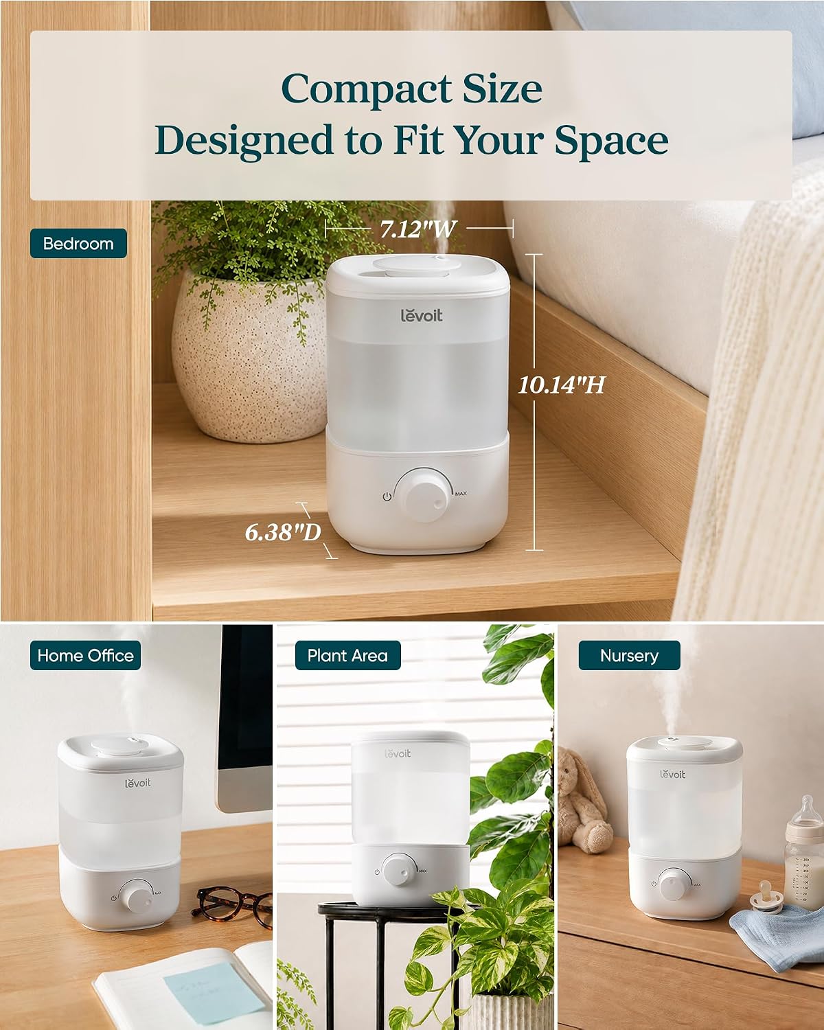 Humidificador Ultrasónico | Llenado Superior, 2.5 L y Funcionamiento Silencioso - Levoit Classic 160