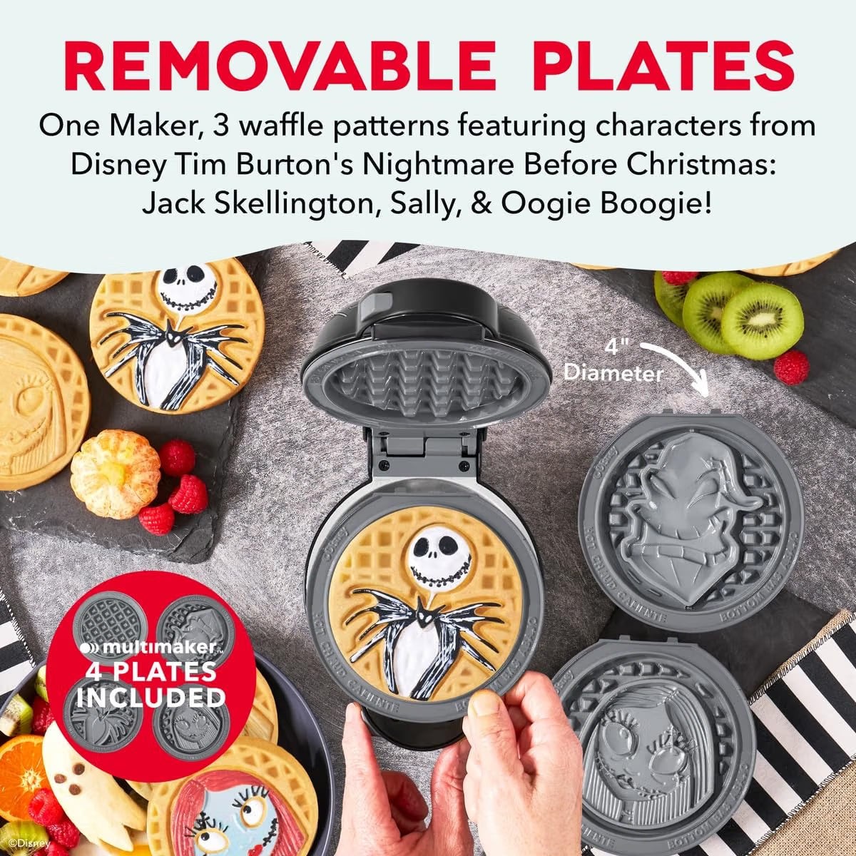 Mini Waflera con Figuras de Jack, Sally y Oogie Boogie | Mini Wafles - Dash Nightmare Before Christmas MultiMaker