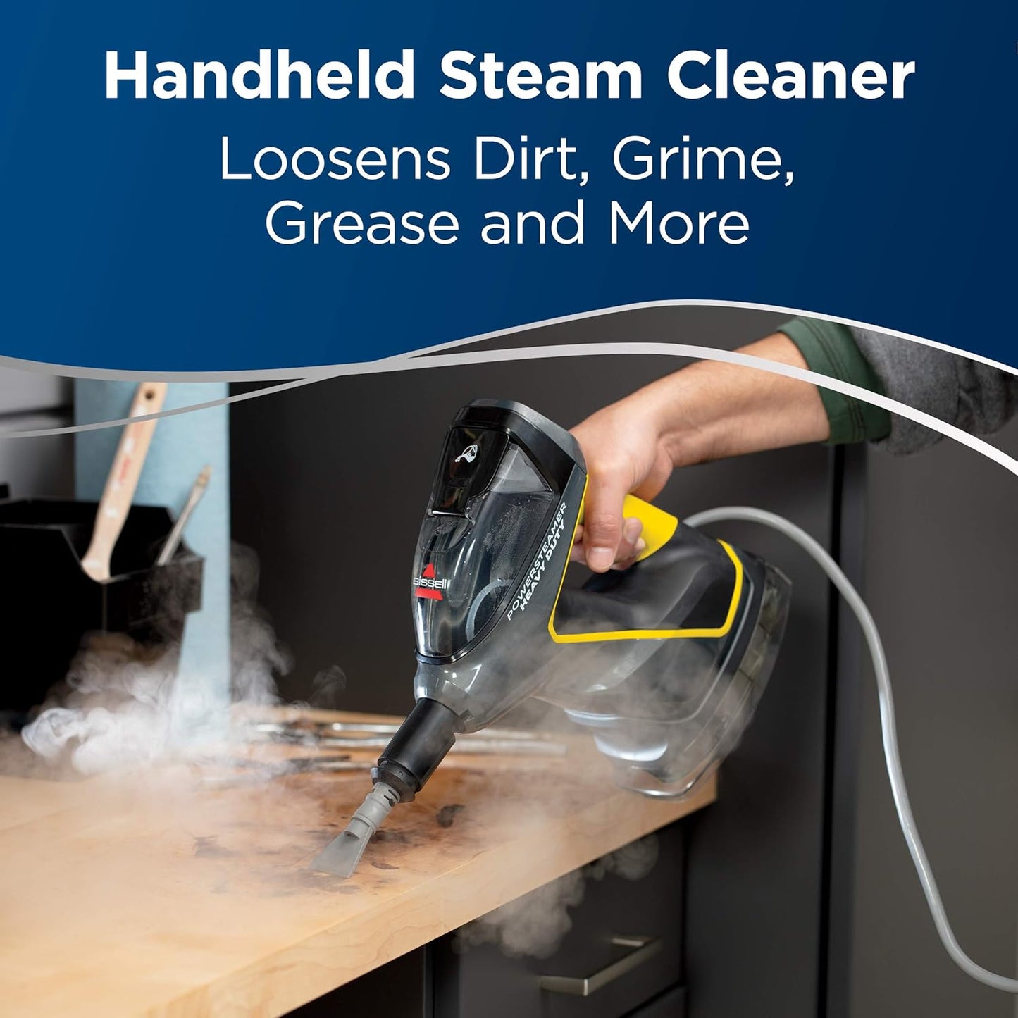 BISSELL Power Steamer 3 en 1 – Trapeador y limpiador a vapor multifuncional para interiores y exteriores