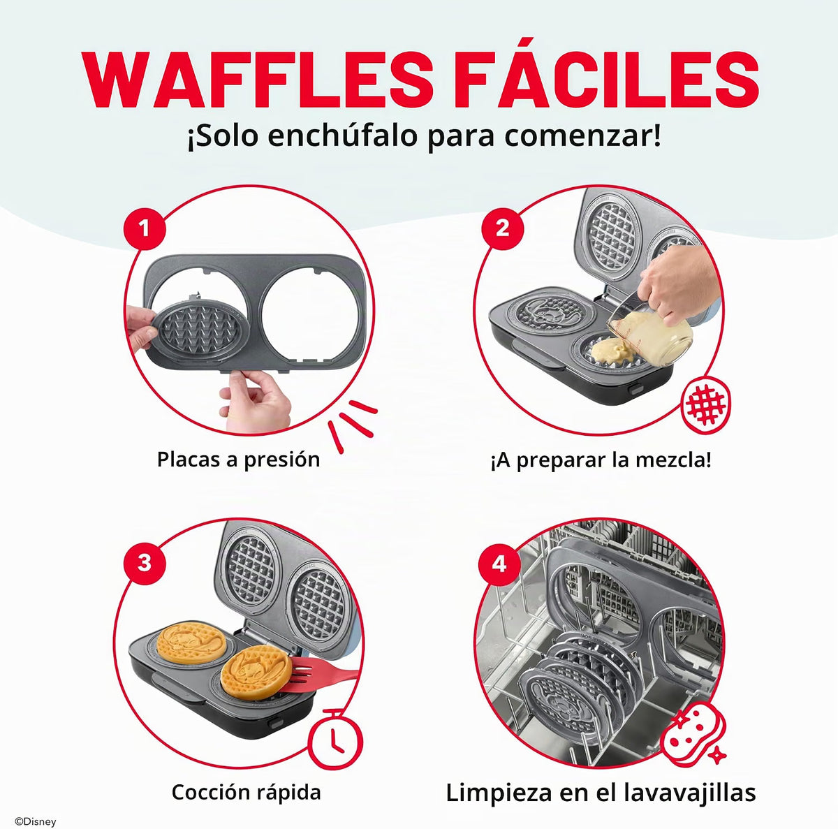 Waflera Doble Mini con Diseño de Stitch - Disney | Dash MultiMaker