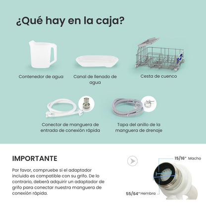 🧼 COMFEE' Lavavajillas de Encimera Portátil con Tanque Integrado – Limpieza Sin Instalación