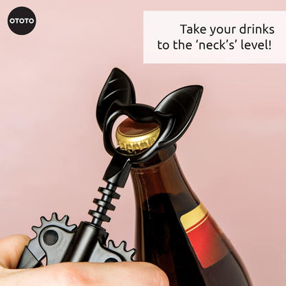 Abridor de Vino y Cerveza 2 en 1 | Diseño de Murciélago Gótico | OTOTO Vino Spooky Bat