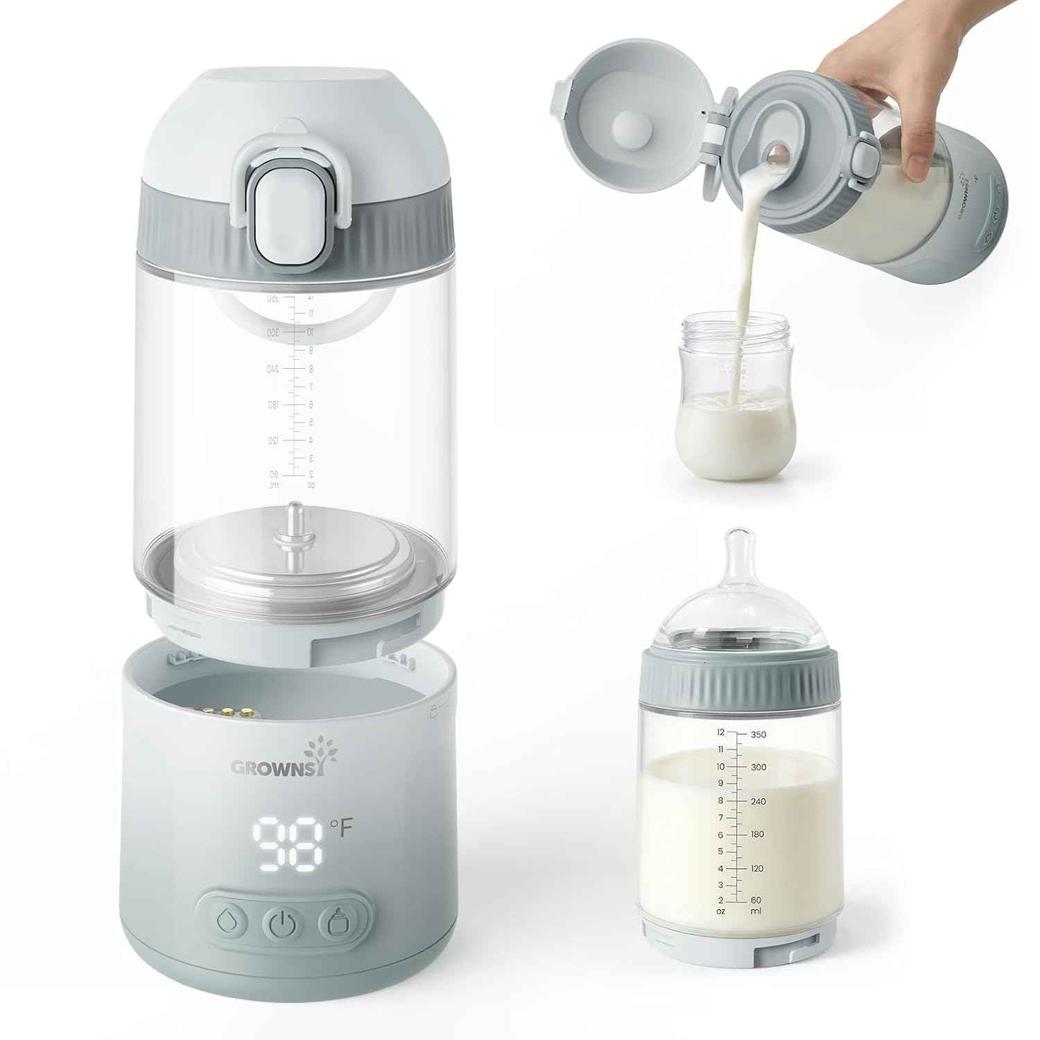 Calentador de Biberones Portátil GROWNSY | Carga Rápida 100W