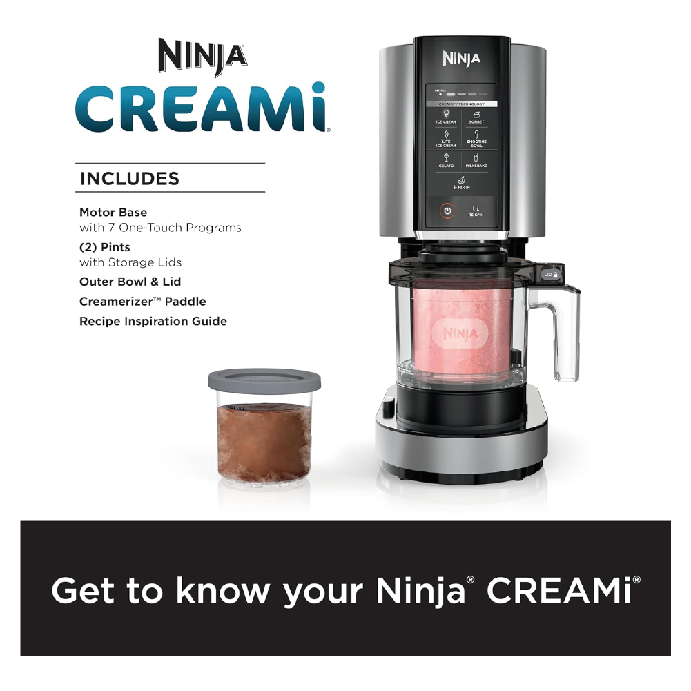 Ninja Creami NC301RD, máquina para hacer helado, gelato, malteada, sorbetes y batidos