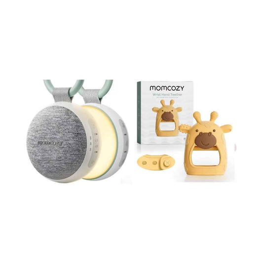 Combo Momcozy Máquina de Sonido Portátil + Mordedor de Silicona | Sueño Tranquilo y Alivio para la Dentición