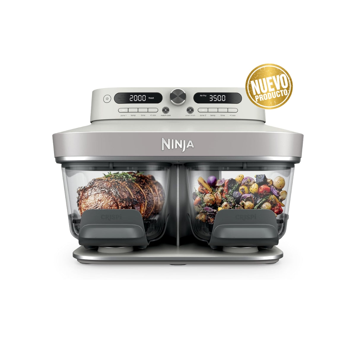 Ninja Crispi DualZone – Freidora de Aire de Vidrio 6 en 1 con Tecnología DualZone