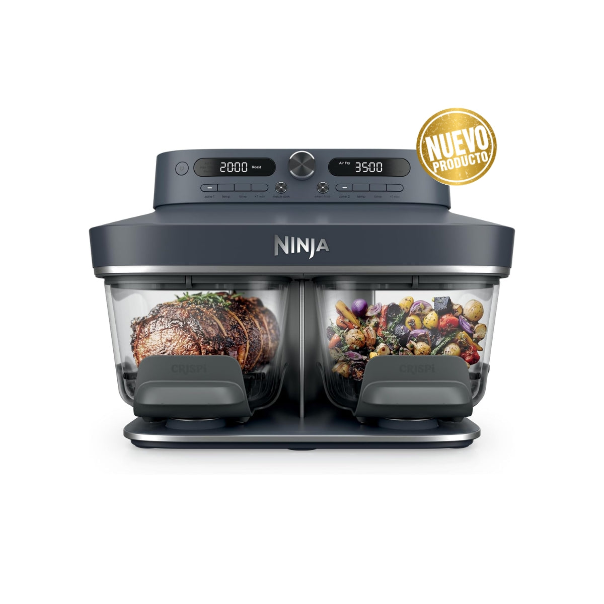 Ninja Crispi DualZone – Freidora de Aire de Vidrio 6 en 1 con Tecnología DualZone