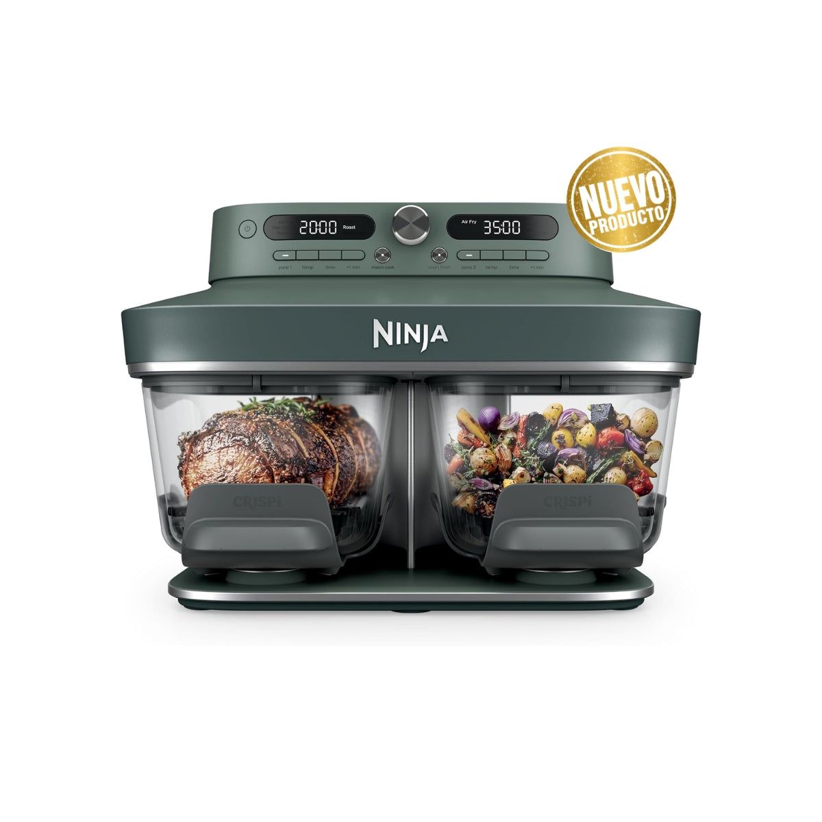 Ninja Crispi DualZone – Freidora de Aire de Vidrio 6 en 1 con Tecnología DualZone