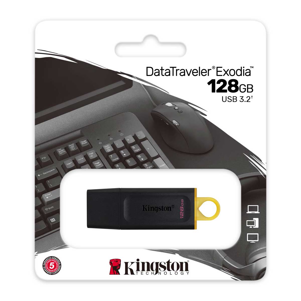 Unidad flash Kingston DataTraveler Exodia DTX - 128GB - Negro, Amarillo