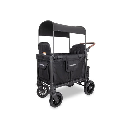 WONDERFOLD W2 Luxe Pro – Cochecito Vagón para 2 Asientos, Plegable, Toldo UV y Arnés de 5 Puntos